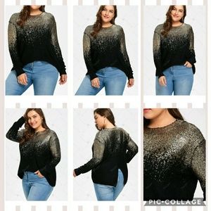 Plus size golden ombre drop shoulder sweater